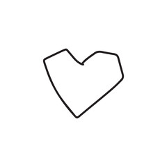 black outline handrawn hear or love icon isolated on white background