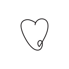 black outline handrawn hear or love icon isolated on white background