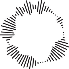 Circular ripple icon. Concentric circles with broken lines isolated on white background. Vortex,...