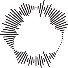 Circular ripple icon. Concentric circles with broken lines isolated on white background. Vortex,...