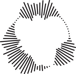 Circular ripple icon. Concentric circles with broken lines isolated on white background. Vortex, sonar wave, soundwave, sunburst, signal signs. Vector graphic illustration. Vector illustration