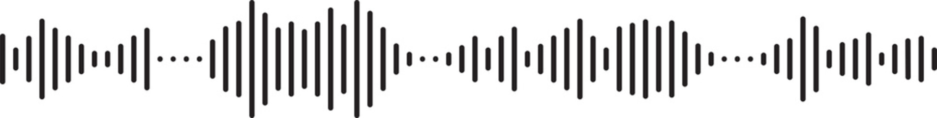 Voice message equalizer. Voice sound line with broken lines isolated on white background. Vortex,...