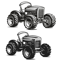 Silhouette Vector Illustration of Agricultural Machinery