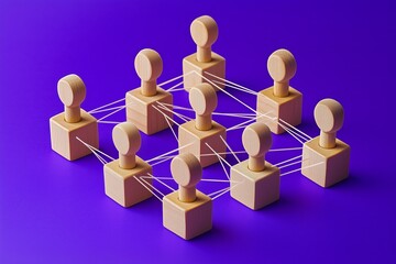 Obraz premium abstract illustration of people icons connected with lines in network