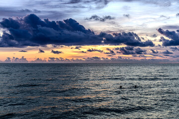 Beautiful orange and purple sunset by the sea, Phu Quoc island, Vietnam