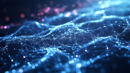 Abstract Network of Connected Points with Bokeh Lights