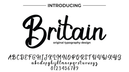 Britain Font Stylish brush painted an uppercase vector letters, alphabet, typeface