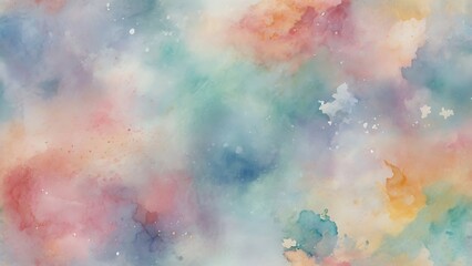 Fototapeta premium Soft pastel watercolor splashes blending together, creating a calming and dreamy abstract background that feels light and ethereal.