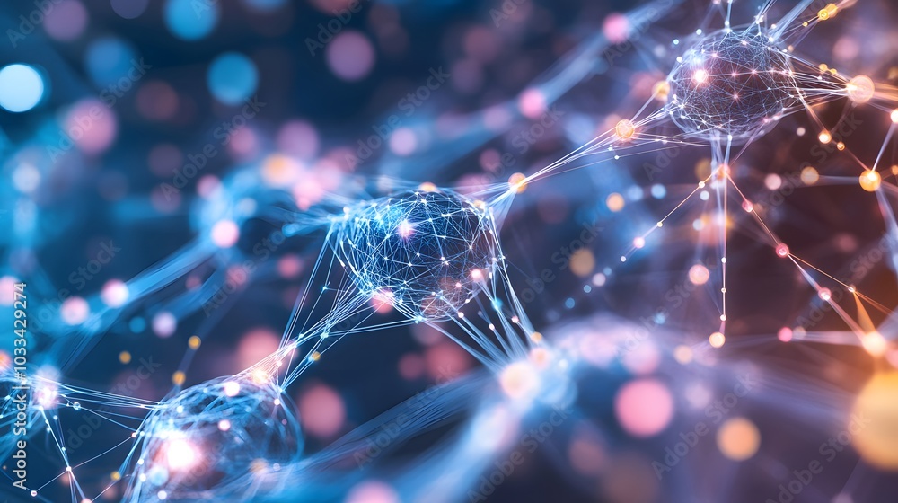 Poster abstract representation of a network of connected nodes