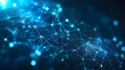 Abstract Blue Network with Glowing Nodes and Lines