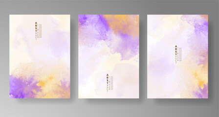 Set of bright colorful vector watercolor background. Design for your date, postcard, banner, logo. 