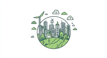 Obraz premium illustration of planet Earth with eco-friendly green cities and sustainable landscapes promoting a vision of renewable energy and environmental conservation.