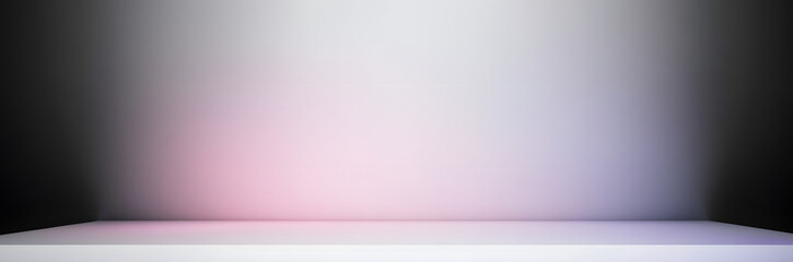 Fototapeta premium Abstract pastel gray color and gradient white light background in studio table backdrops display product design. Blank empty space room for showing. Blur 3D render podium stage grey texture pattern.