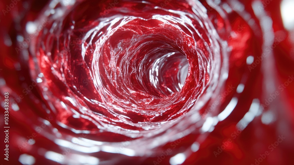 Poster abstract red swirl in a deep tunnel of light