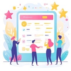 Teamwork Collaboration Checklist Success  Illustration