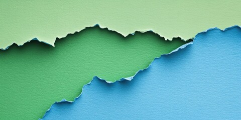 Obraz premium Green and blue ripped paper. Area for your text.