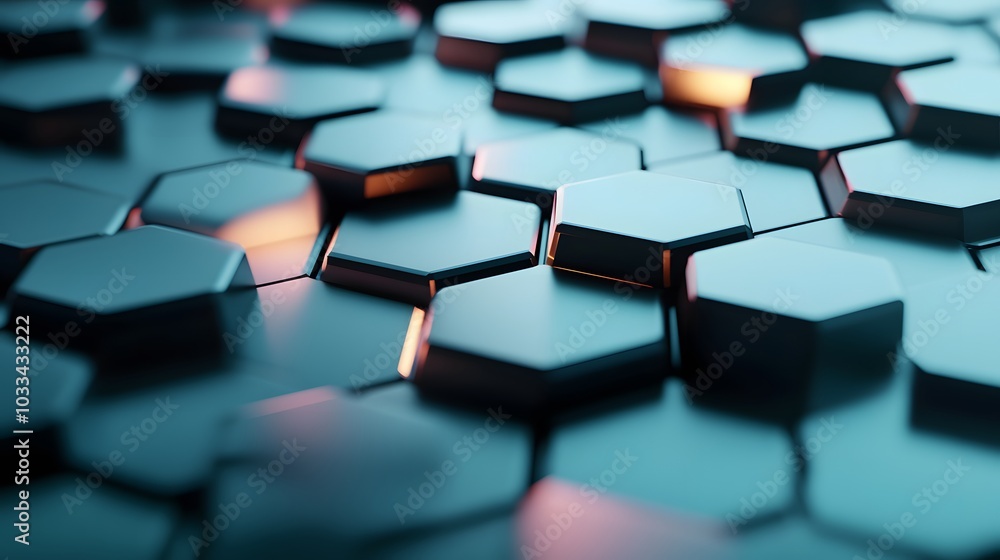 Poster abstract hexagon pattern with glowing edges