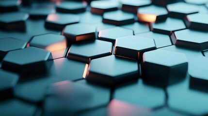 Fototapeta premium Abstract Hexagon Pattern with Glowing Edges