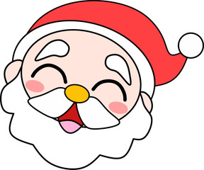 The head of Santa Claus illustration. Spirit of Christmas. Cartoon funny sticker in comic style with contour. Decoration for greeting cards, posters, patches and prints for clothes, emblems.
