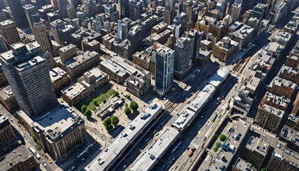 Fototapeta premium Vue aérienne d'une métropole animée