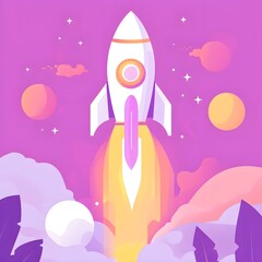 Rocket Launch Illustration   Space Exploration  Innovation  and Technology