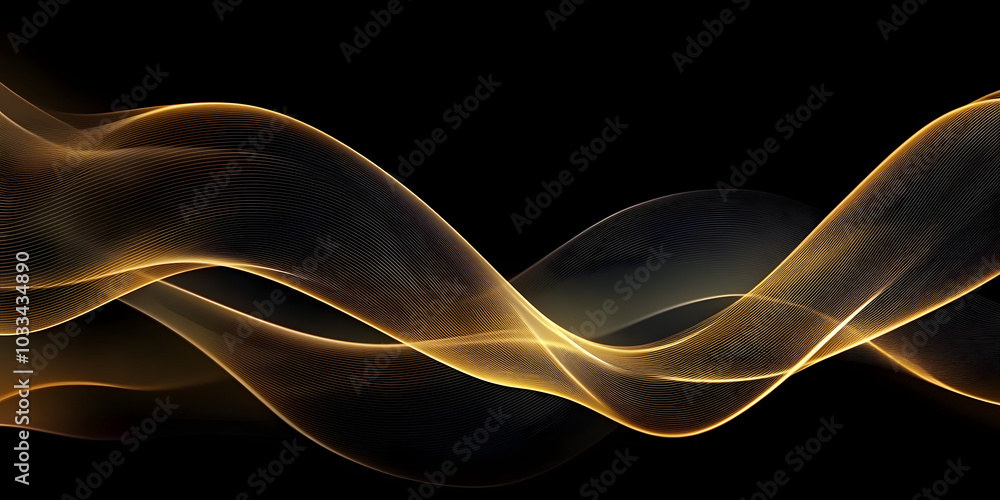 Poster dynamic trendy simple golden fluid color gradient abstract cool background with overlapping line eff