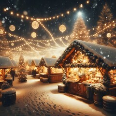 Enchanting Christmas Market at Night