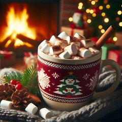 Cozy Christmas Hot Chocolate by the Fireplace