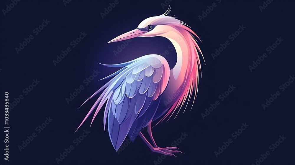 Poster vibrant bird painting with colorful abstract lines and swirling patterns