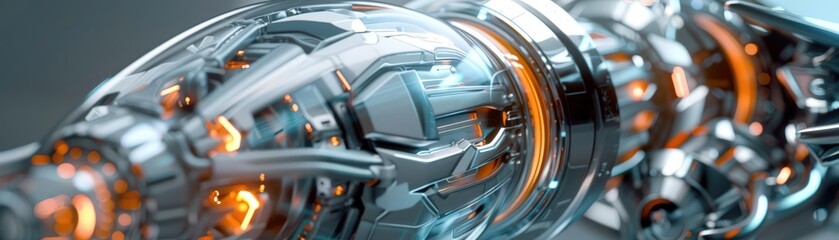 Craft a vivid, photorealistic design of a sleek, futuristic fuel cell, emphasizing intricate details and realistic textures that pop