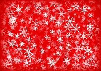 Christmas background or card with handdrawn snowflakes falling for invitation or xmas holiday greetings