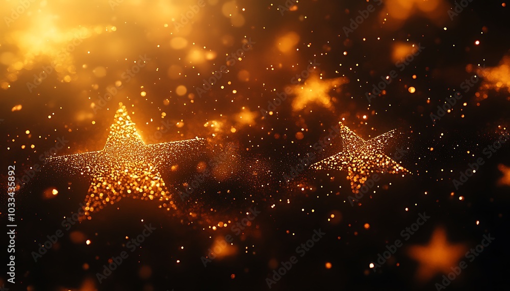 Poster A shimmering background of golden stars glows against a dark backdrop, creating a magical and enchanting atmosphere.