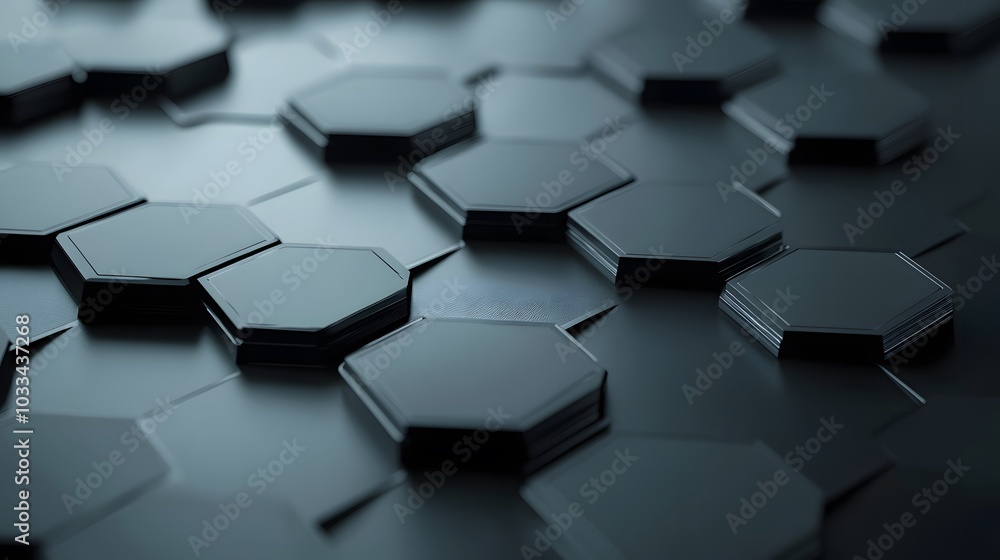 Poster abstract pattern of black hexagon shapes