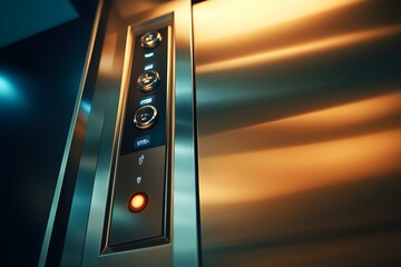 Modern Elevator Interior with Soft Lighting and Control Panel