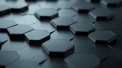 Abstract Pattern of Black Hexagon Shapes
