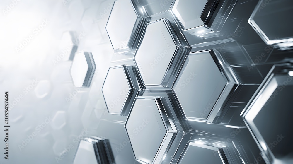 Poster abstract geometric pattern of shiny hexagonal shapes