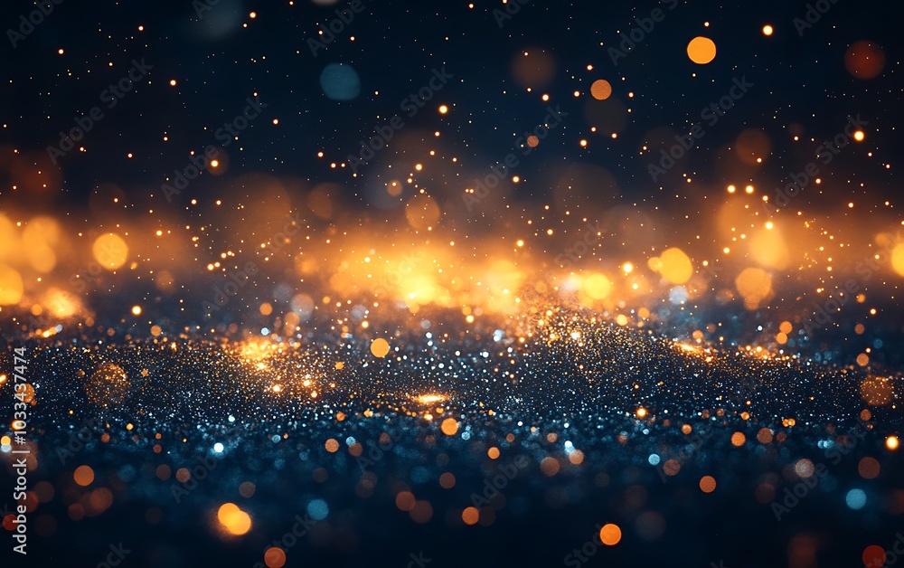 Poster a mesmerizing blend of glowing orange and blue lights creates a sparkling, ethereal effect against a