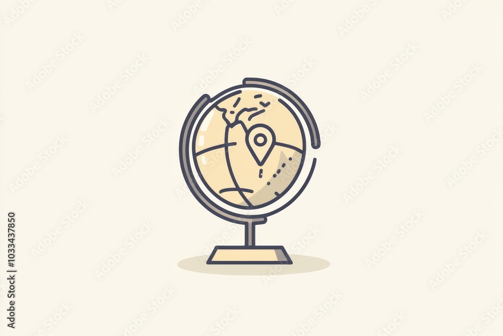Aufkleber a globe showcases a single location pin, symbolizing the excitement of planning a visit to a new des