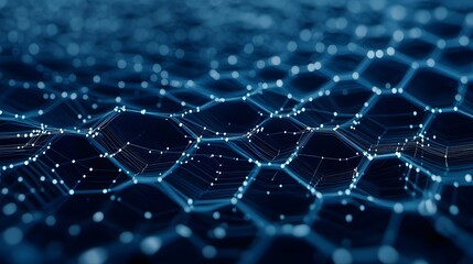 Obraz premium Abstract Blue Network with Glowing Nodes and Lines