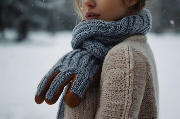 Cozy Christmas Sweater in Snowy Setting