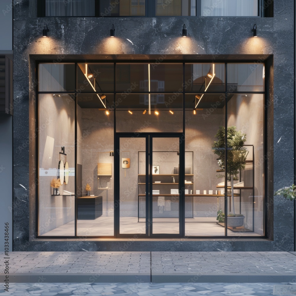 Poster front view storefront mockup