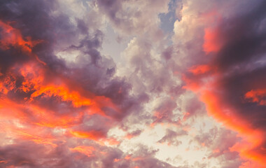 colorful and dramatic sunset clouds