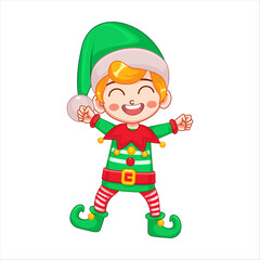 Christmas elf cartoon character vector