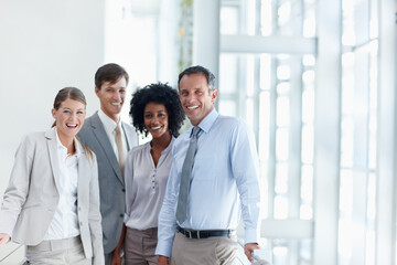 Collaboration, diversity and welcome with portrait of business people in professional office for...