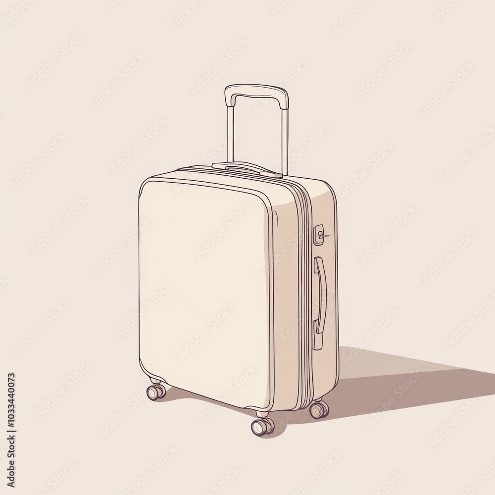 Poster a sleek suitcase stands upright, featuring clean lines and a simple design, ideal for efficient pack