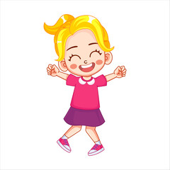 Cute little girl cartoon style vector