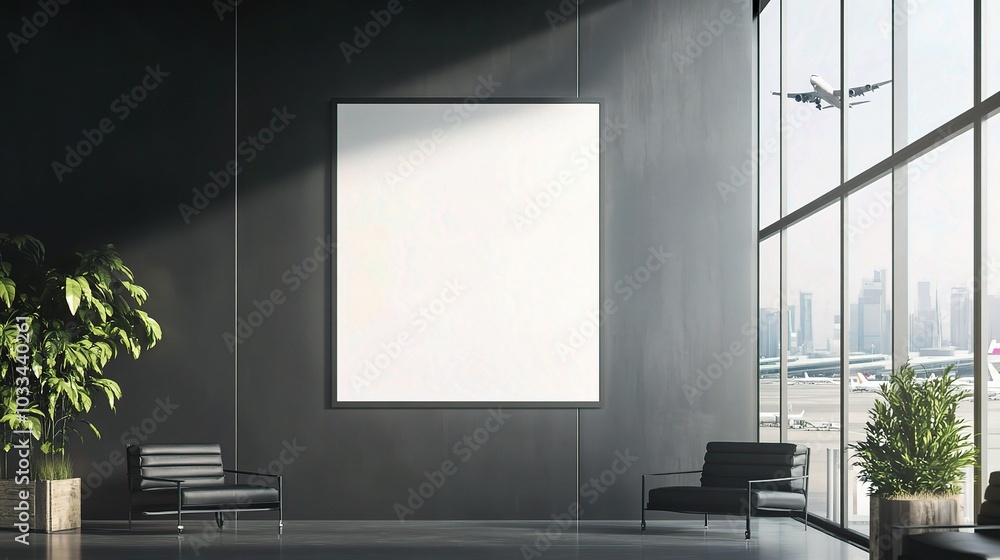 Poster modern gallery space with empty canvas