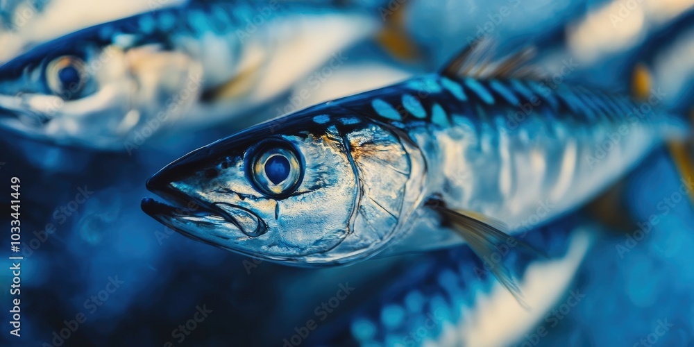 Poster mackerel in a high-resolution image with blurred edges