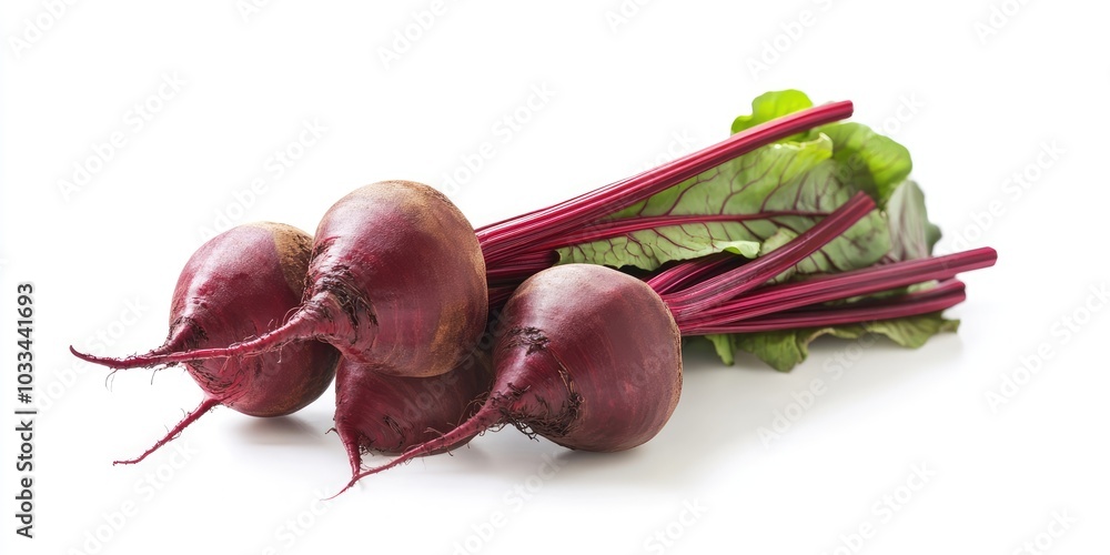 Aufkleber beetroot isolated on a white background with copy space, photographed using studio lighting.