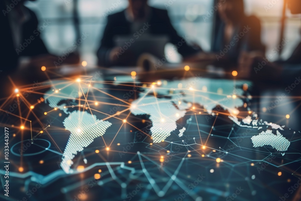 Poster global business structure of networking. analysis and data exchange customer connection, hr recruitm